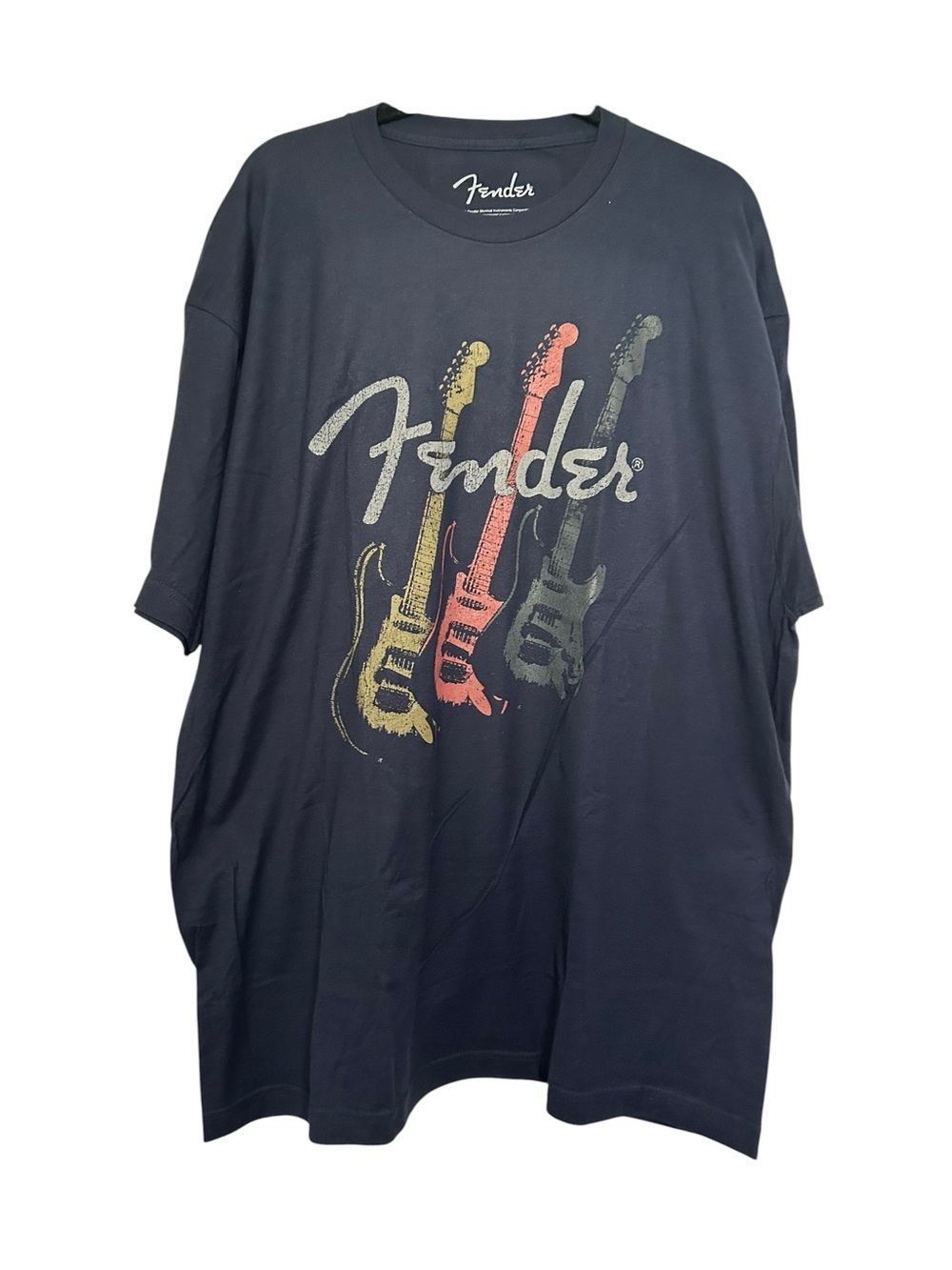 Fender Black Tee with Yellow, Red and Gray Guitar Graphic Size 2XL